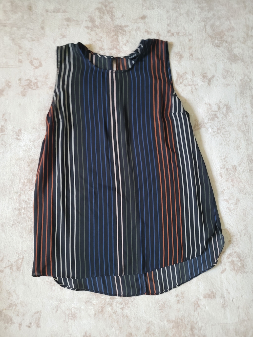 Who What Wear Navy Sleeveless Striped Shell Top